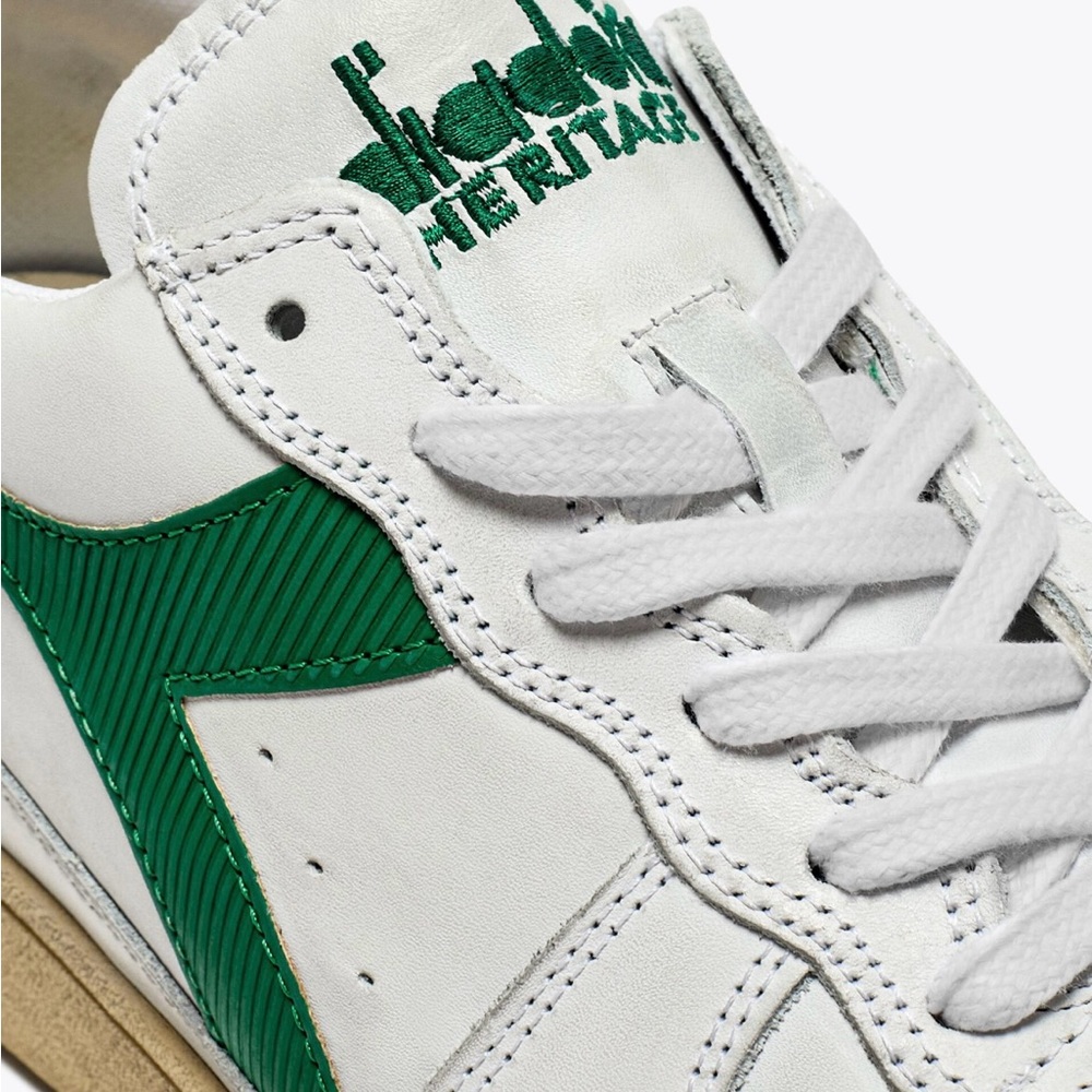NWOB Diadora Heritage “ MI Basket Lo Used” in White and Verdant Green, Size 7 - Picture 7 of 14